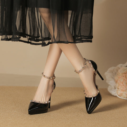 Women's Rivet High Pumps Stiletto Waterproof Platform Heels