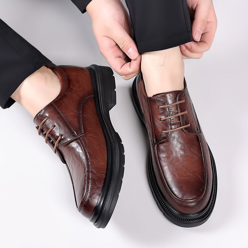 Men's Woodpecker Breathable Business Formal Wear Black Leather Shoes