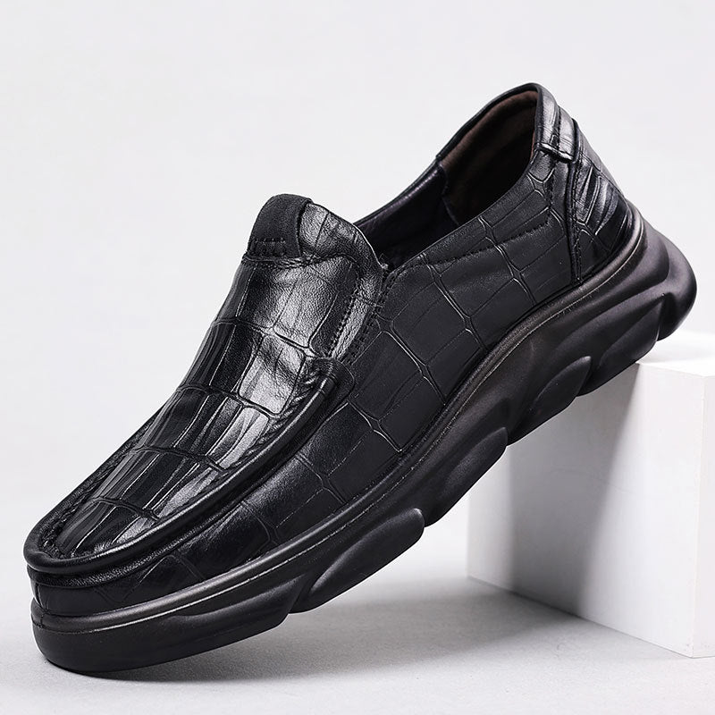 Men's Autumn Genuine Business Thick Bottom One Leather Shoes