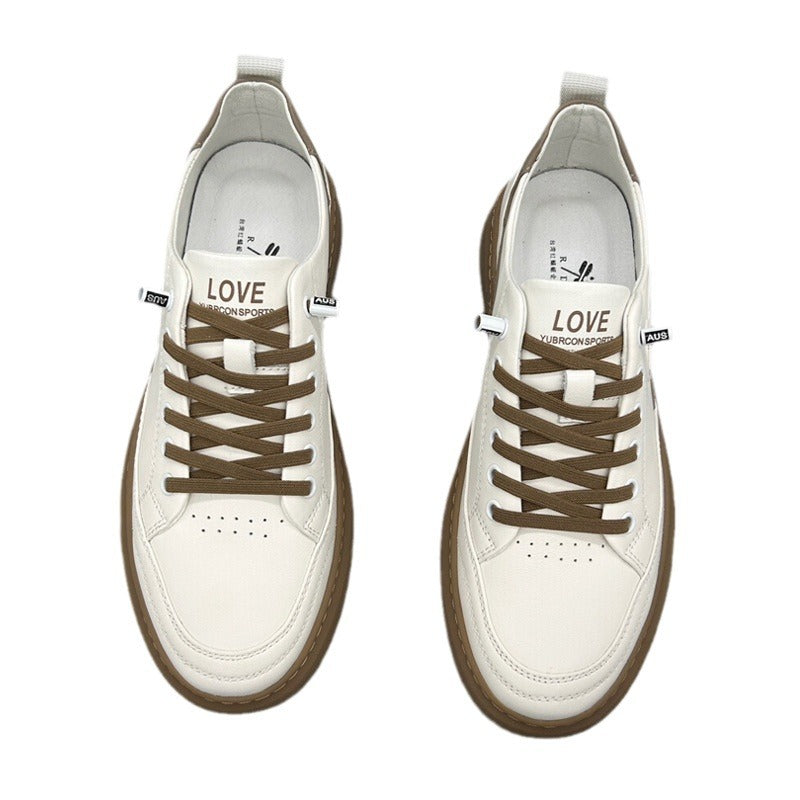 Men's Top Layer Cowhide Genuine White Green Men's Board Shoes