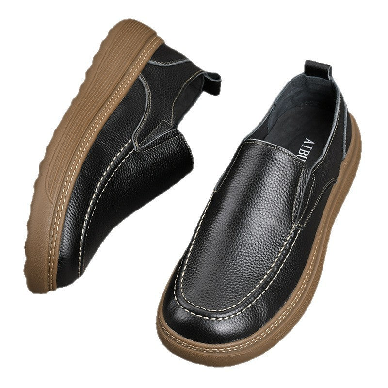 Men's First Layer Cowhide Soft Bottom Surface Breathable Retro Lace Up Men's Casual Leather Shoes