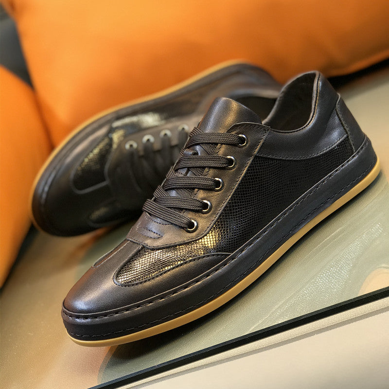 Men's Black Genuine Trendy Board Green Fashion Sneakers