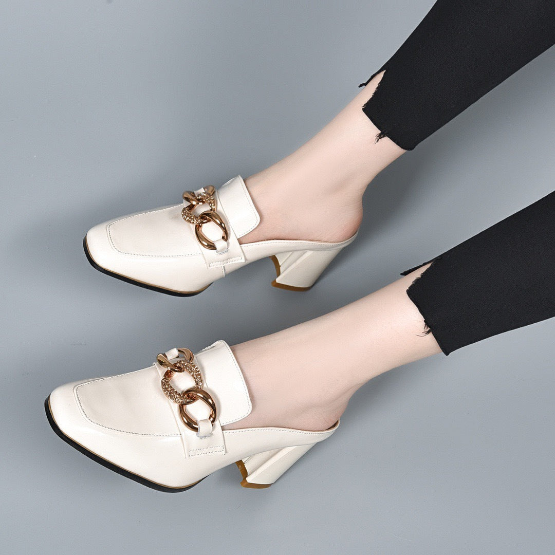 Women's Toe Cap Outer Wear Summer Chunky Heels