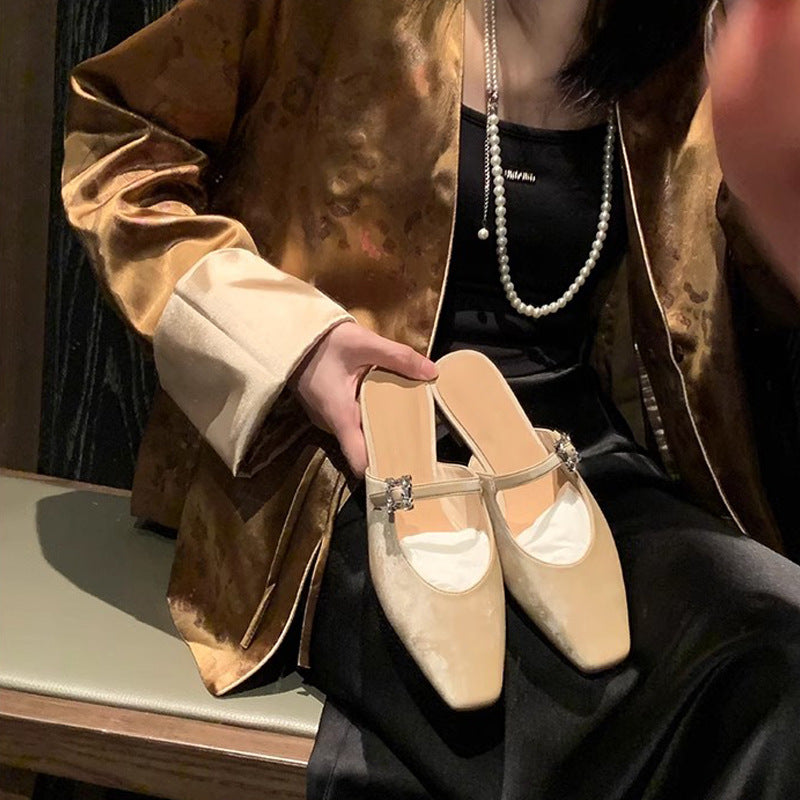 Grape Mom Chinese Style National French Retro Square Toe Sandals