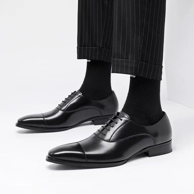 Men's British Spring Square Toe Bridegroom Wedding Leather Shoes