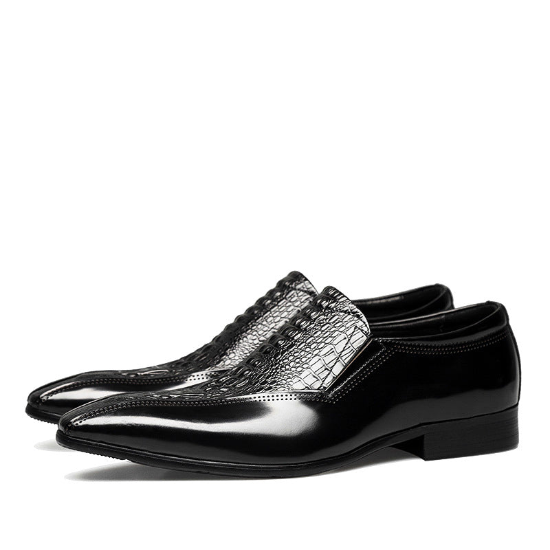Men's British Style Business Glossy Pointed Slip-on Leather Shoes