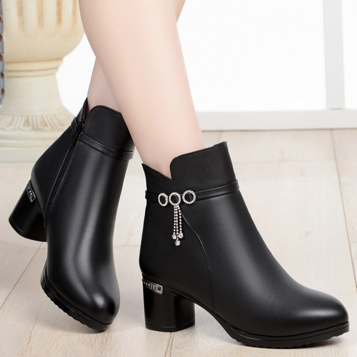 Women's Size Mom Wool Cotton Mid Thick Boots