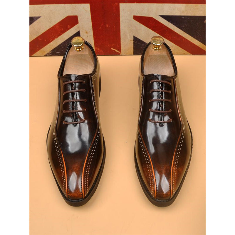 Men's Formal British Style Retro Breathable Wedding Leather Shoes