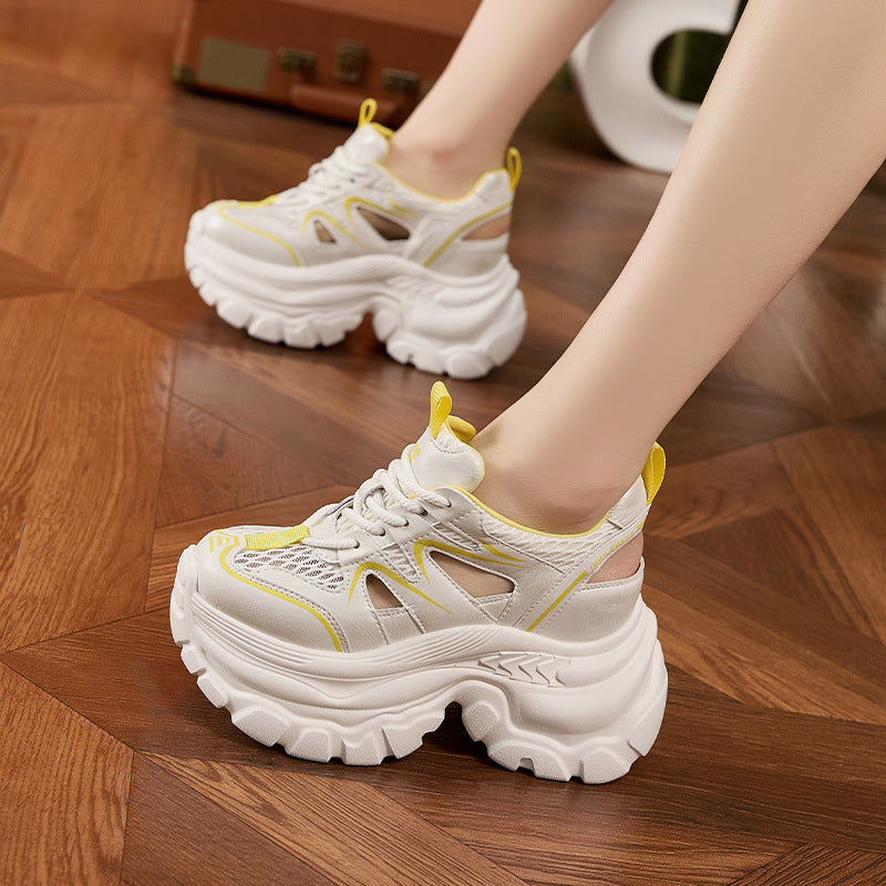 Women's Platform Dad Summer Hollow Hole Breathable Mesh Women's Sports Shoes