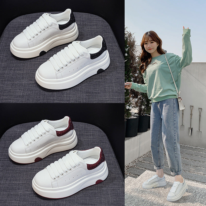 Women's Love Korean Style Platform White Spring Sneakers