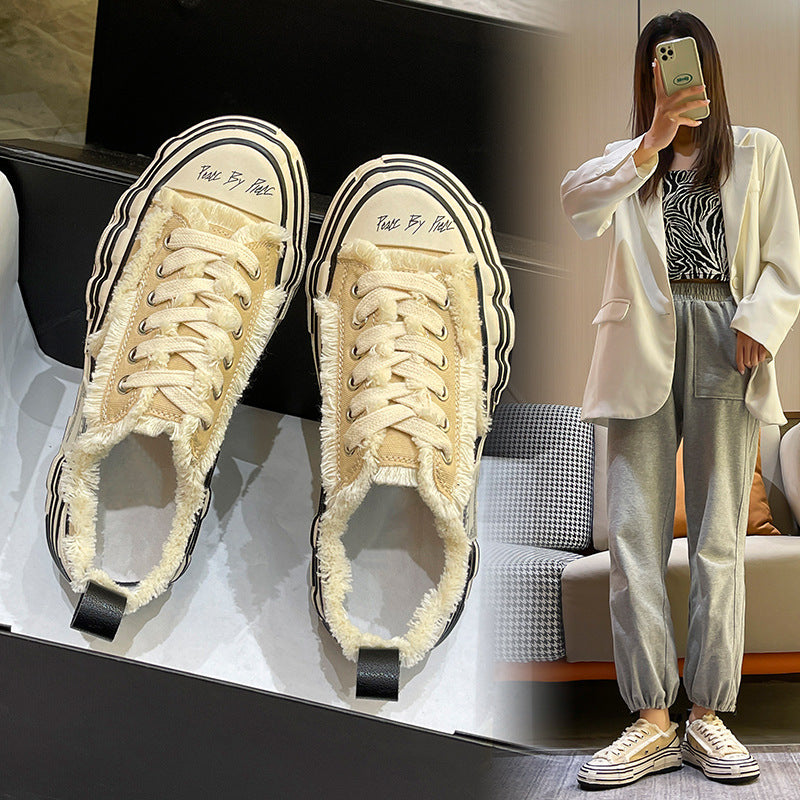 Women's Dissoed Spring Beggar Super Popular Fashion Canvas Shoes