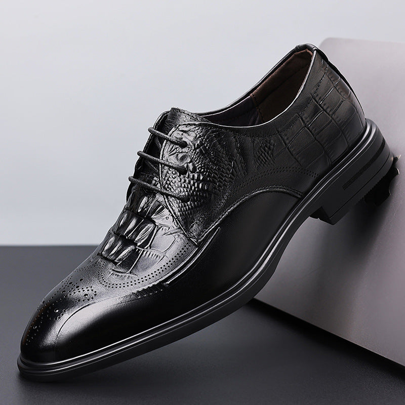 Men's Business Formal Classic Crocodile Pattern Pumps Leather Shoes