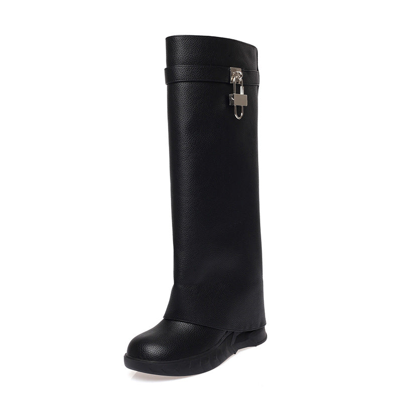 Women's Yu Shark Lock Height Increasing Insole Wedge Platform Boots