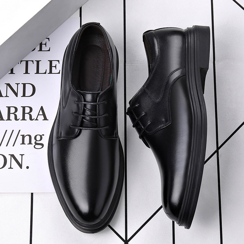 Men's Korean Style British Fleece-lined Business Formal Wear Platform Suit Leather Shoes