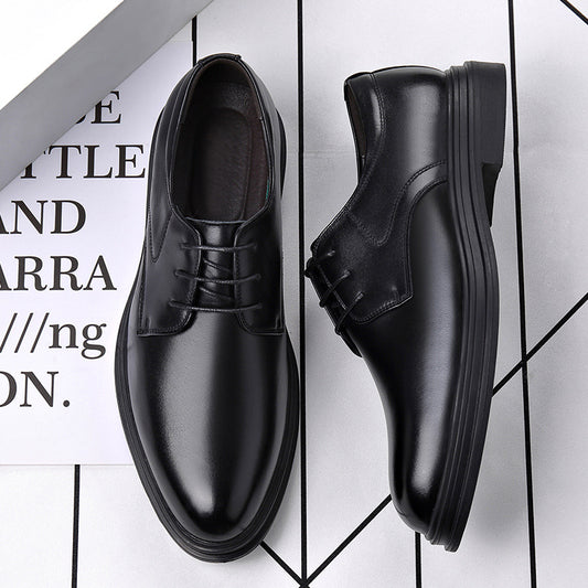 Men's Korean Style British Fleece-lined Business Formal Wear Platform Suit Leather Shoes