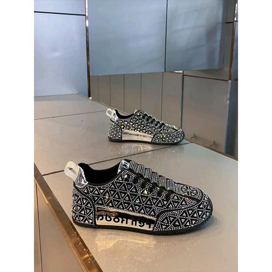 Men's Slip-on Trendy Skate Rhinestone Cloth Surface Sneakers