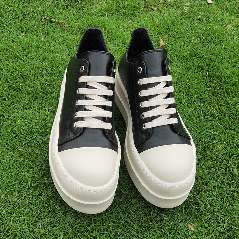 Men's Low Top Layer Cowhide Pumps Shallow Casual Shoes