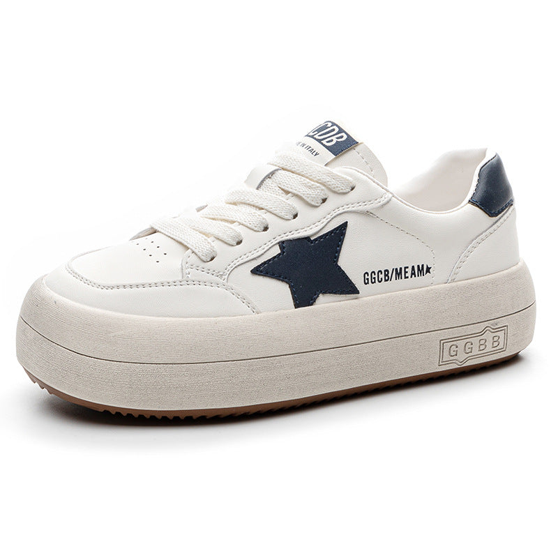 Women's Genuine Platform White Spring Distressed Color Casual Shoes