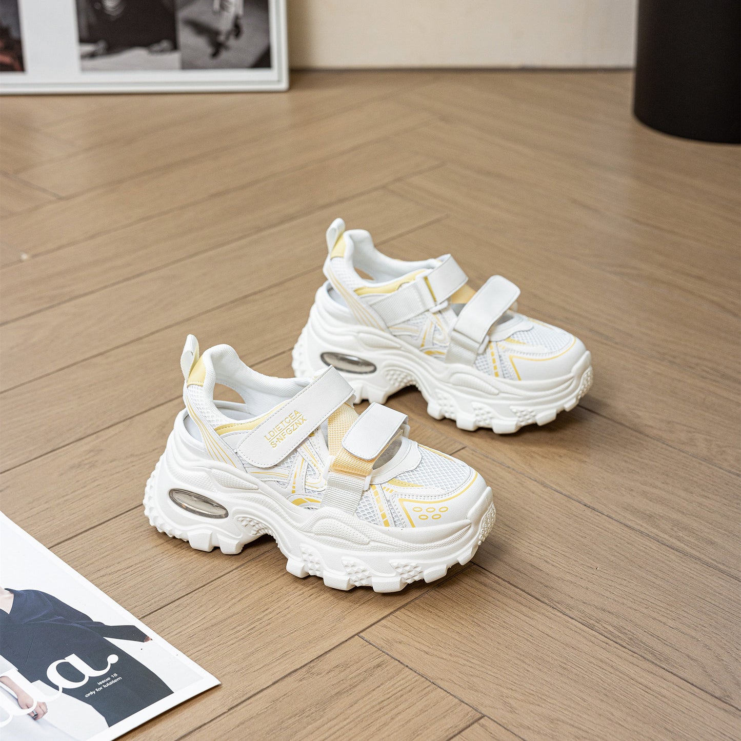 Women's Velcro Mesh Breathable Clunky Summer Platform Casual Shoes