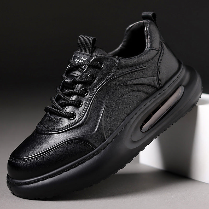 Men's Tide Top Layer Cowhide Sports Platform Sneakers
