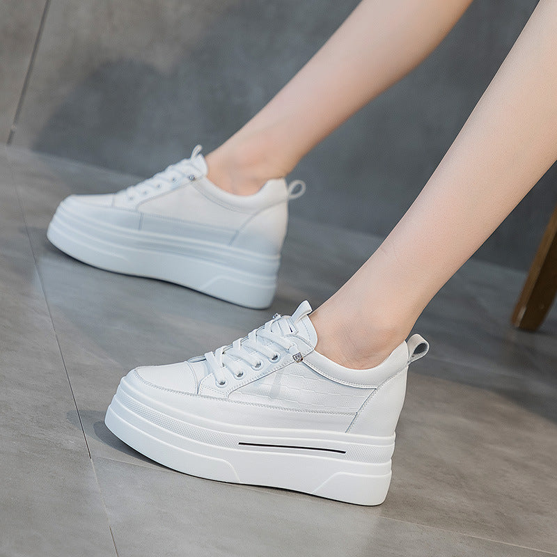 Women's Four Thick-soled High Hidden White Thin Casual Shoes