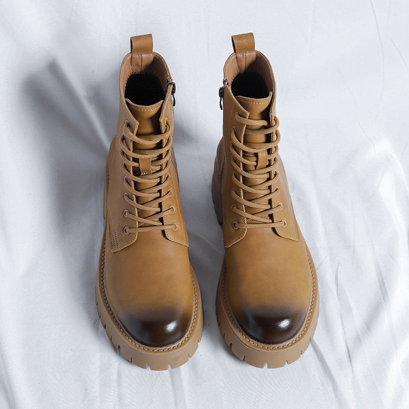 Men's British High Top Length Zipper Big Boots