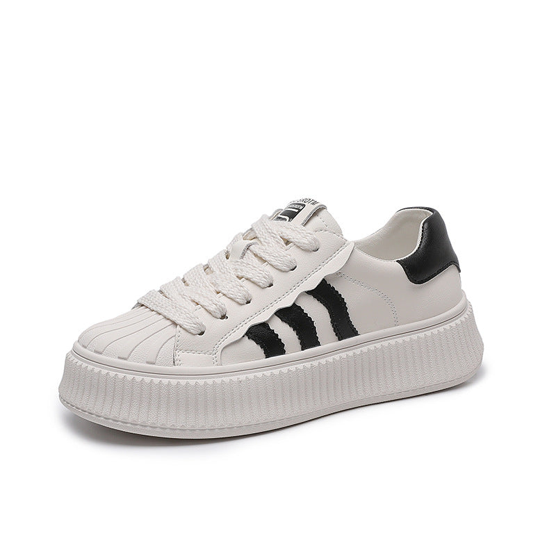 Women's Platform White Shell Toe Real With Fleece Lining Flat Biscuit Women's Casual Shoes