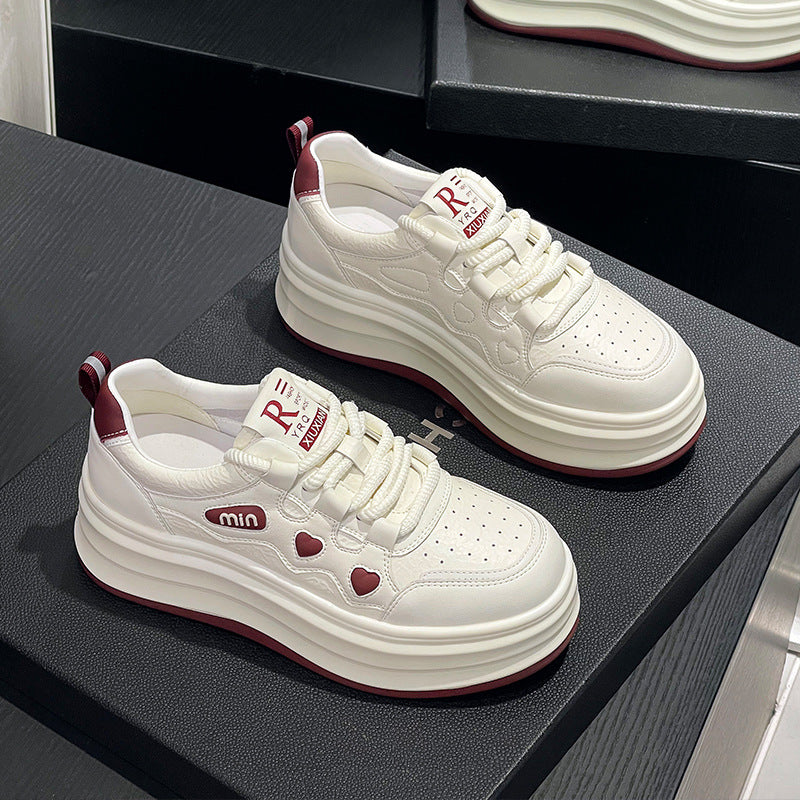 Women's White Autumn Stylish Height Increasing Genuine Casual Shoes