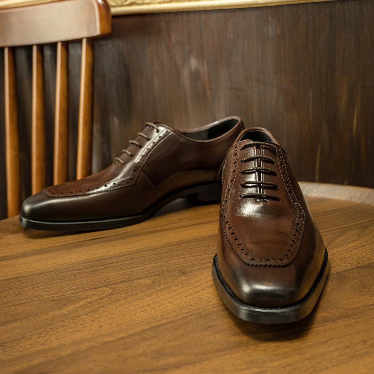 Men's Brogue Oxford Calf Pumps Business Formal Leather Shoes