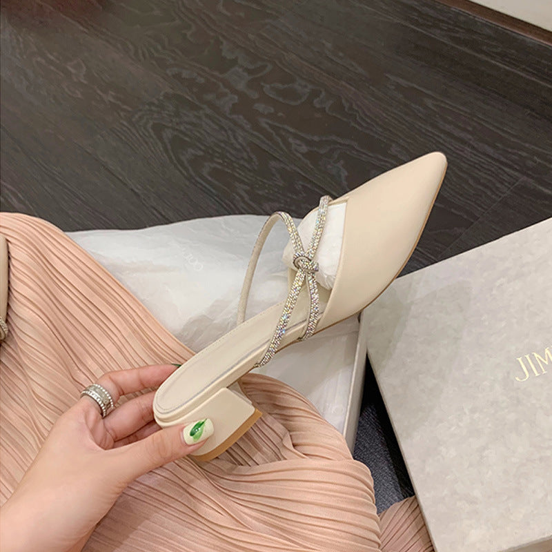 Women's Grape Mom French Elegant Pointed Diamond Band Slip-on Heels