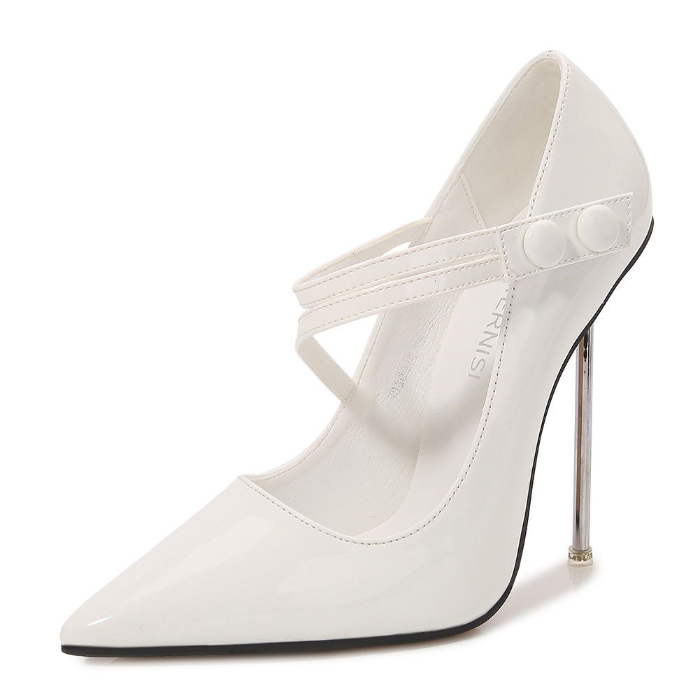 Pointed Stiletto Low-cut Metal Plus Size Women's Shoes