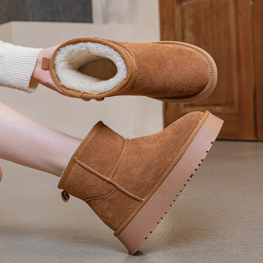 Women's Platform Winter Fur Integrated Genuine Warm Boots