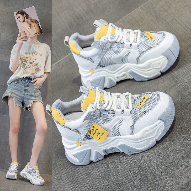 Women's Summer Platform Korean Style Rhinestone Dad Women's Casual Shoes