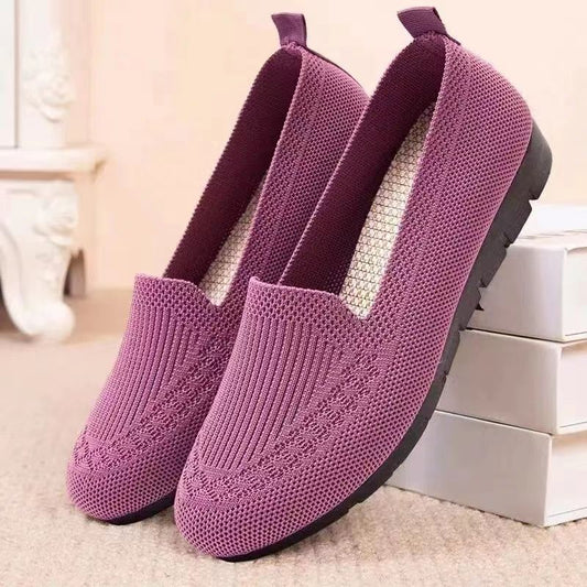 Women's Cloth Breathable Mesh Flat Mom Shallow Casual Shoes
