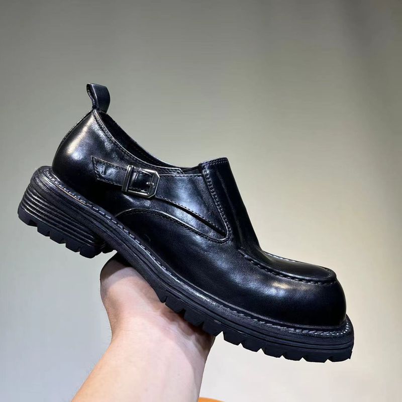 Men's Washed Derby British Thick Sole Increased Leather Shoes
