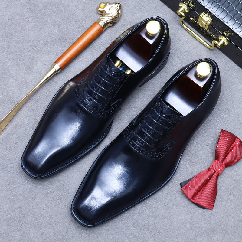 Men's British Business Dress Genuine Plus Size Oxford Trend Leather Shoes