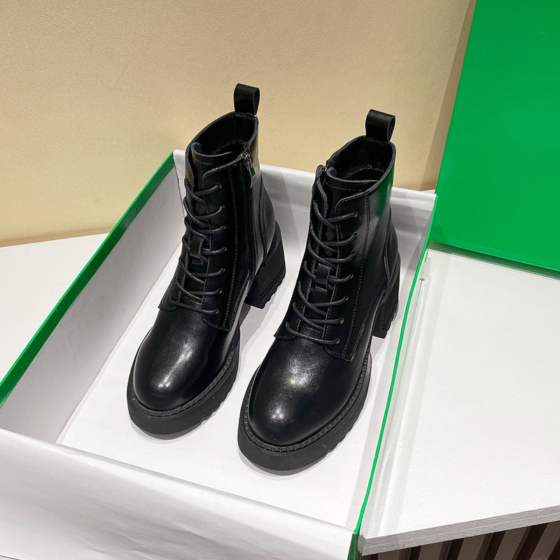 Women's Martin Single-layer Thin British Style Thick Ankle Boots