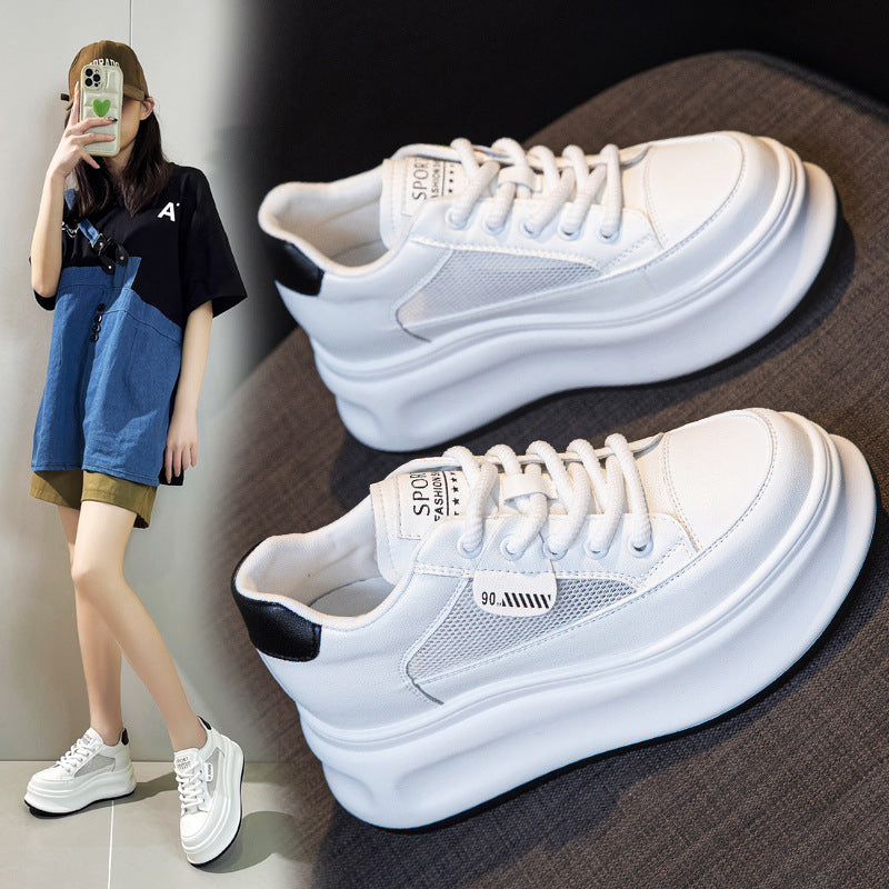 Women's Hidden White Summer Mesh Breathable Leisure Casual Shoes