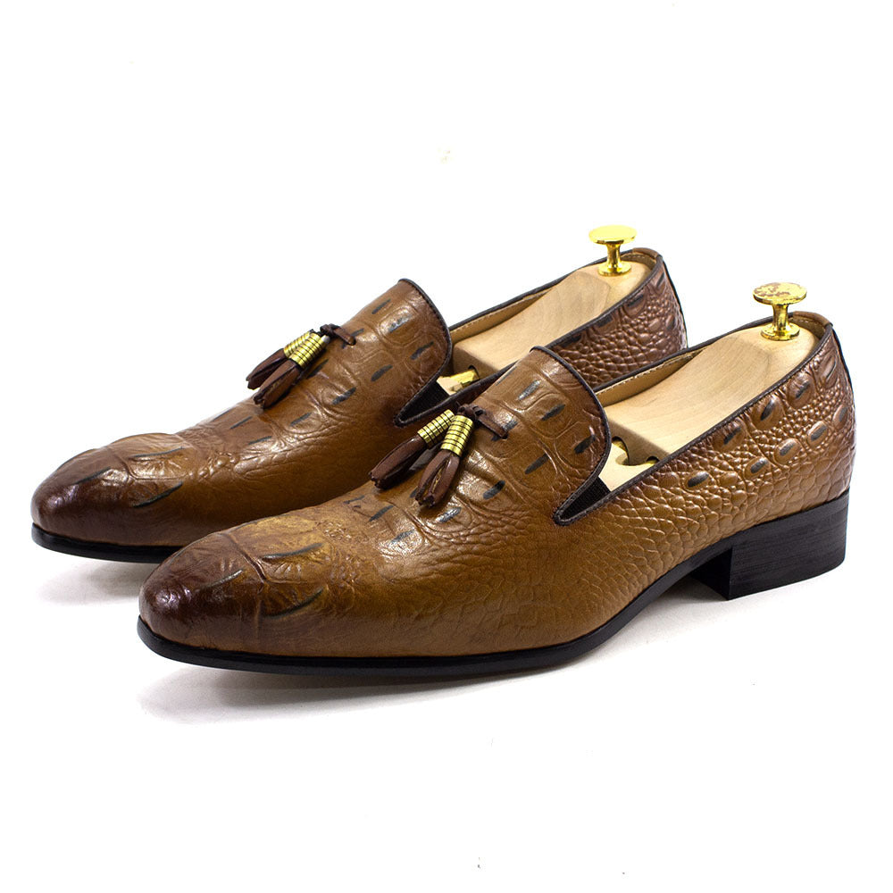 Men's Italian Handmade Business Authentic Tassel Male Crocodile Leather Shoes