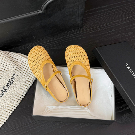 Women's Insole Simple French Hollow Woven Outer Wear Breathable Slippers
