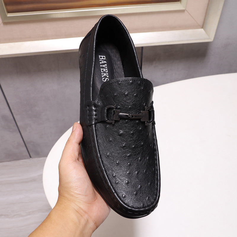 Men's Color Flat Embossed Fashion Round Toe Bottom Casual Shoes