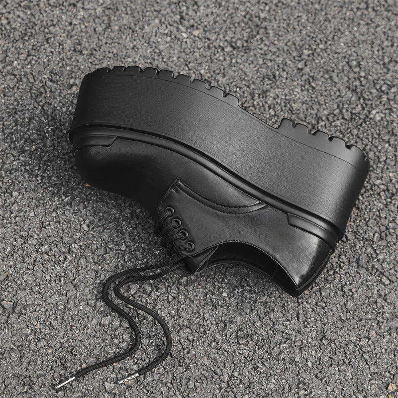 Men's Thick Bottom Increased Derby British Style Leather Shoes