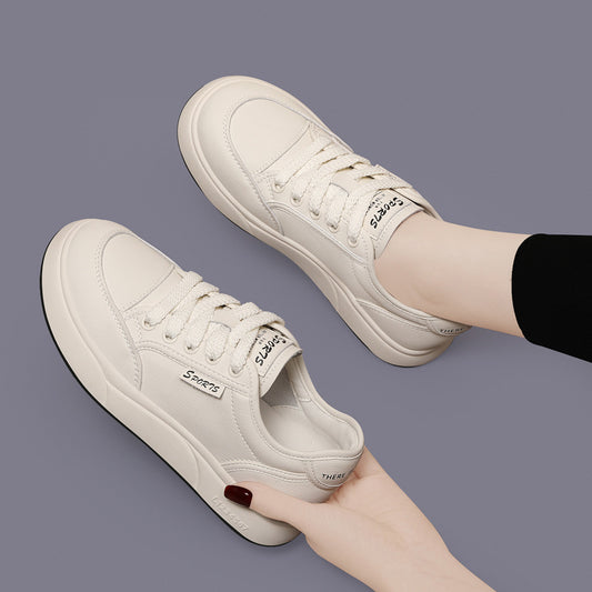 Women's White For Genuine Thick Bottom Hight Increasing Board Fashionable Women's Casual Shoes