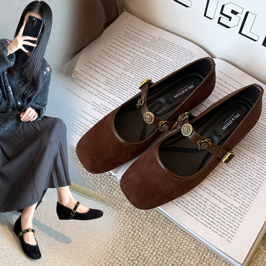 Women's Elegant Square Toe Korean Style Retro Low-cut With Hidden Women's Shoes