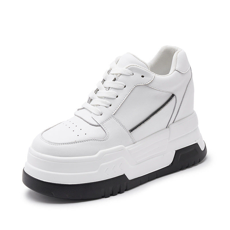 Women's Spring Platform Height Increasing Insole Genuine Pumps Casual Shoes