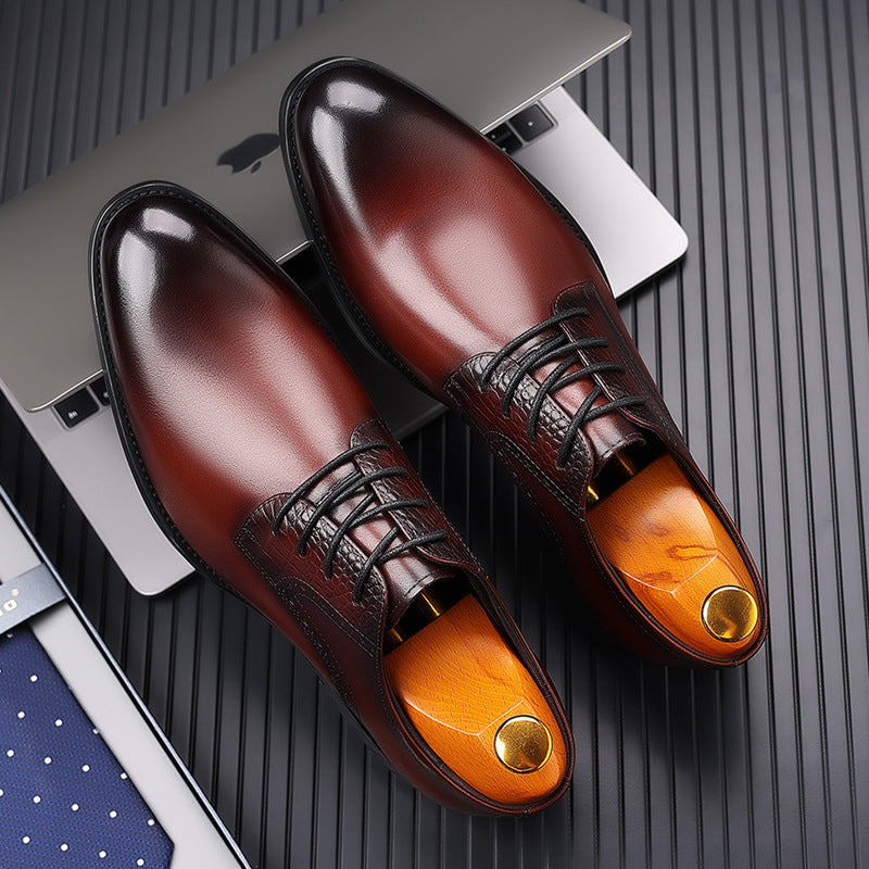 Men's Layer Cowhide Wedding Business Formal Wear Leather Shoes