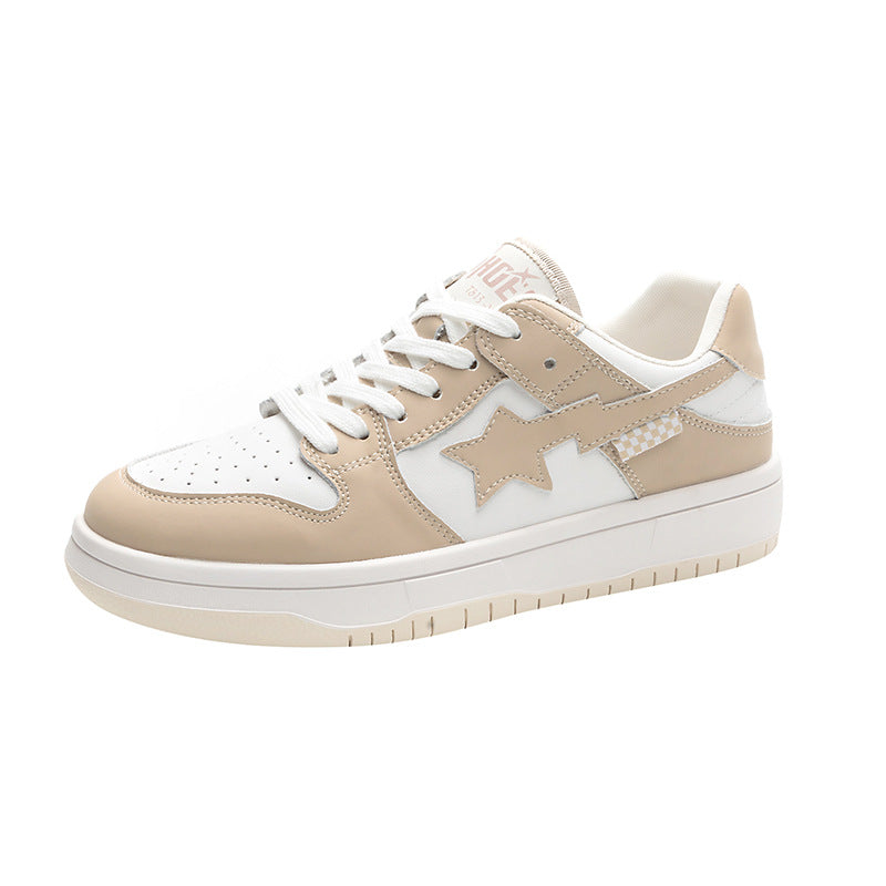 Women's Autumn White Flat Sports Board Plus Sneakers