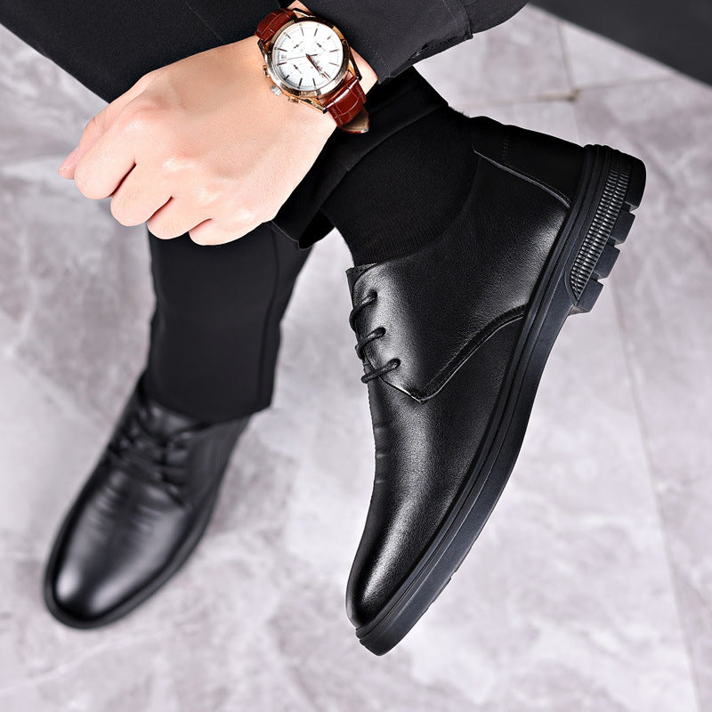 Men's Genuine Spring Business Lace Up Trendy Leather Shoes