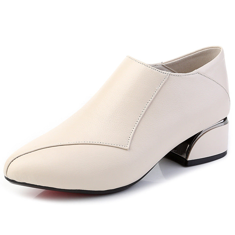 Women's Genuine Pumps Autumn Chunky Mid Plus Casual Shoes