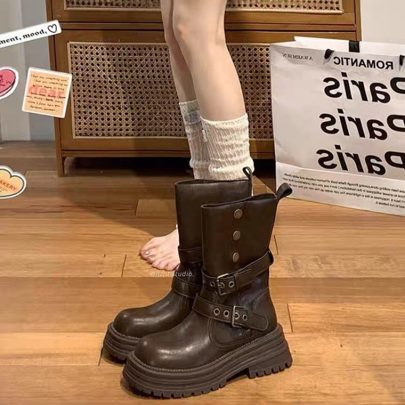 Women's Thick-soled Martin British Style Riding Veet Boots